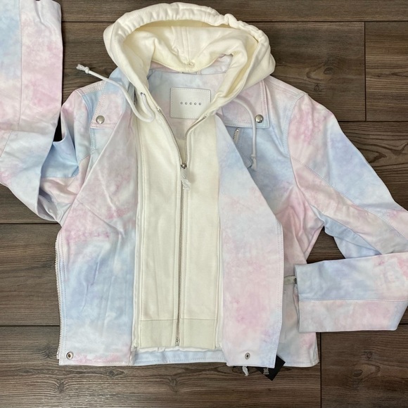 BLANK NYC Tie-Dye Faux Leather Moto with Removable Hood - Picture 9 of 16